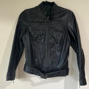 Stefanel Vintage black leather jacket size 2